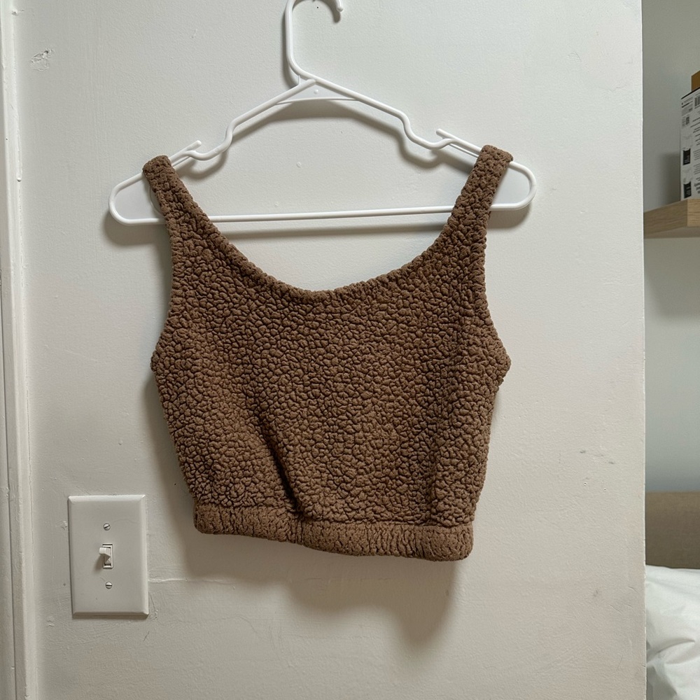 Brown Fuzzy Crop Top